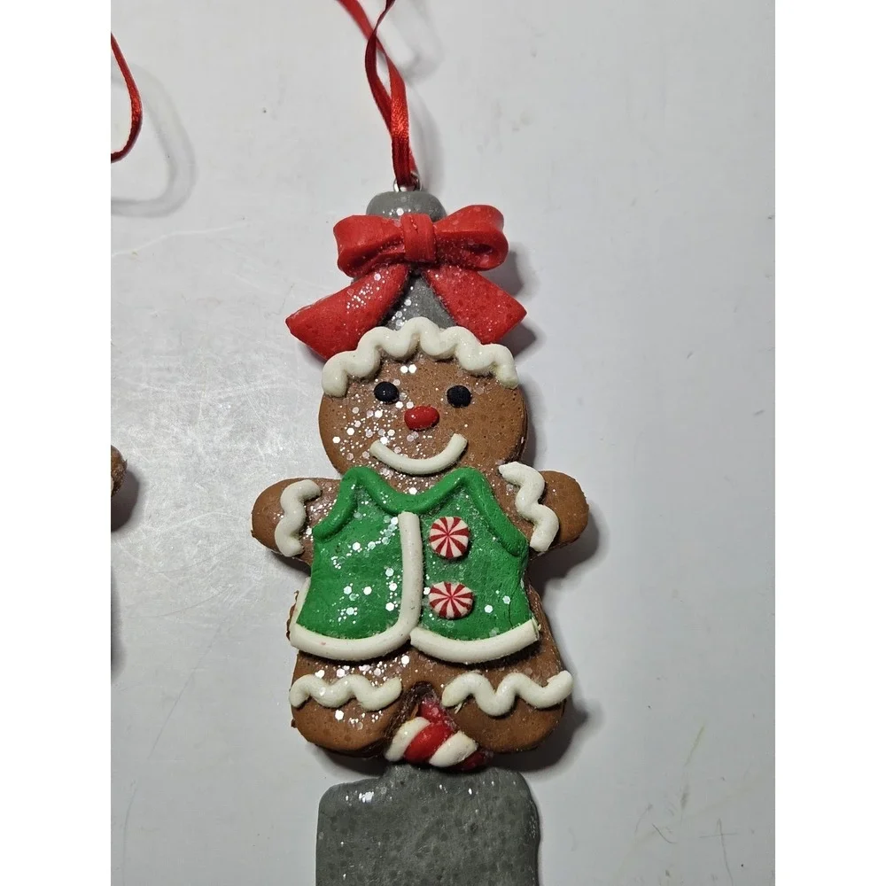 Holiday Time Claydough Gingerbread Baking Ornaments Whisk Spatula Kitchen 2pc